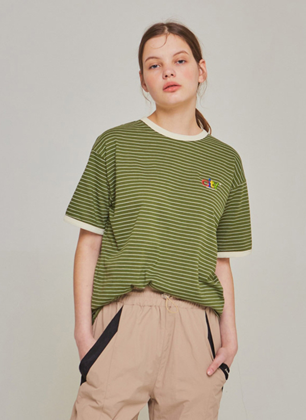Another A City Logo Stripe T-shirt - Khaki Another A City Logo Stripe T-shirt - Khaki