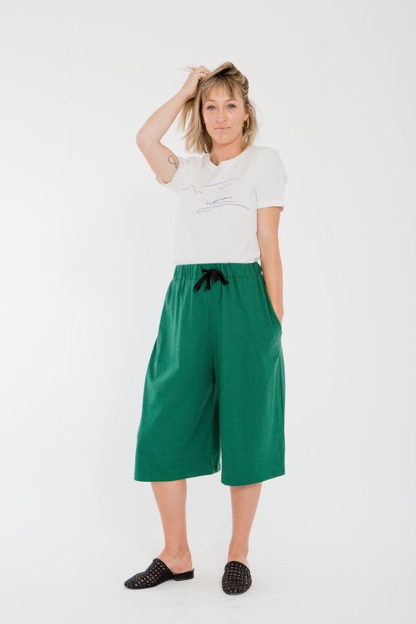 Bare Bones Drawstring Culottes - Bottle Green Bare Bones Drawstring Culottes - Bottle Green