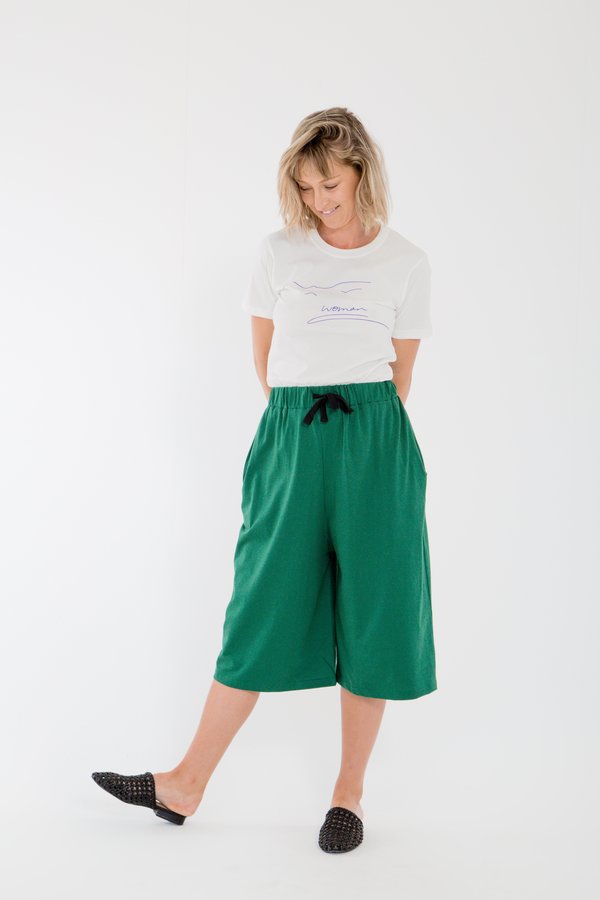 Bare Bones Drawstring Culottes - Bottle Green Bare Bones Drawstring Culottes - Bottle Green
