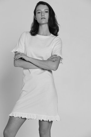 Bare Bones Frill Tee Dress - White Bare Bones Frill Tee Dress - White