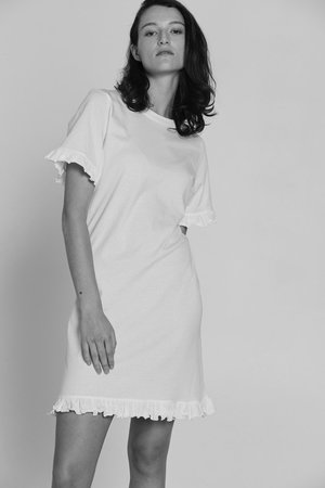 Bare Bones Frill Tee Dress - White Bare Bones Frill Tee Dress - White