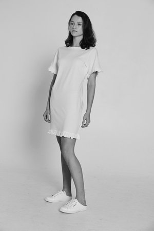 Bare Bones Frill Tee Dress - White Bare Bones Frill Tee Dress - White