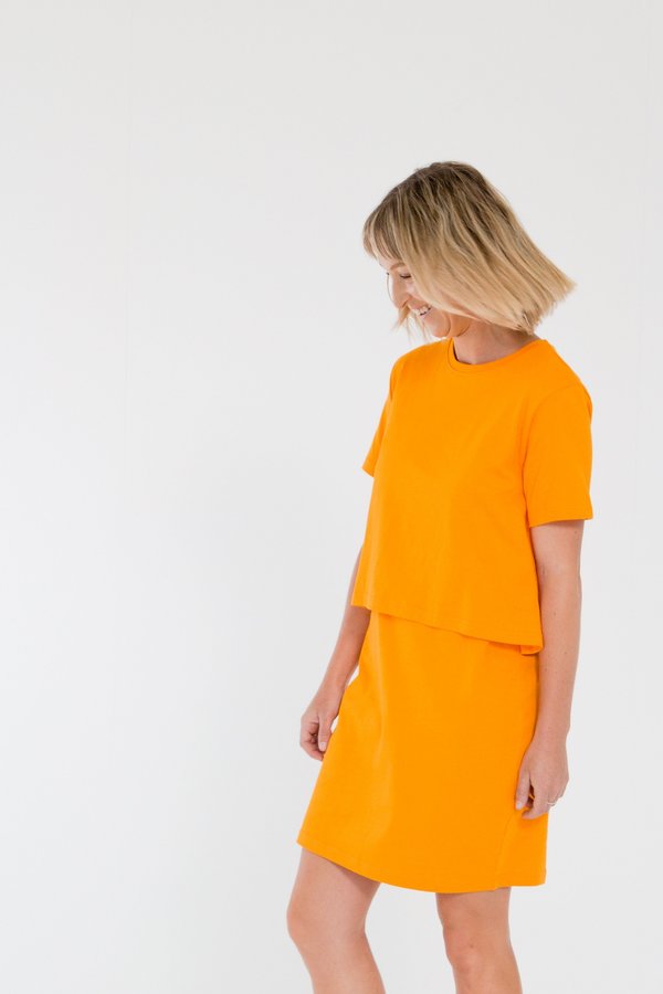 Bare Bones Short Sleeve Layers Dress - Citrus Bare Bones Short Sleeve Layers Dress - Citrus