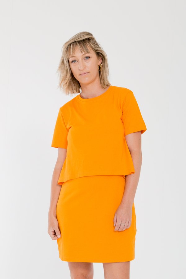 Bare Bones Short Sleeve Layers Dress - Citrus Bare Bones Short Sleeve Layers Dress - Citrus