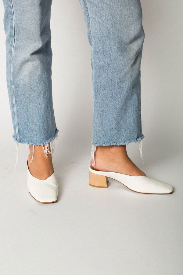 By Far Karen Patent Leather Mule - White By Far Karen Patent Leather Mule - White