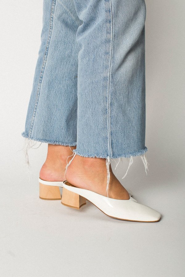 By Far Karen Patent Leather Mule - White By Far Karen Patent Leather Mule - White