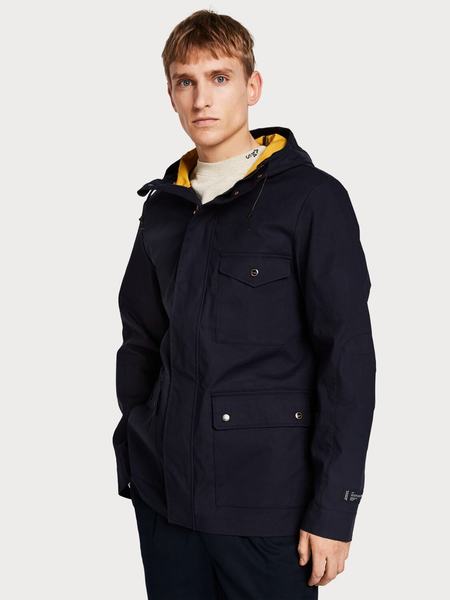 scotch & soda mid length hooded jacket night