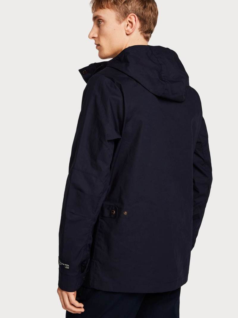 Scotch & Soda Hooded Mid-Length Jacket - BLACK | Garmentory