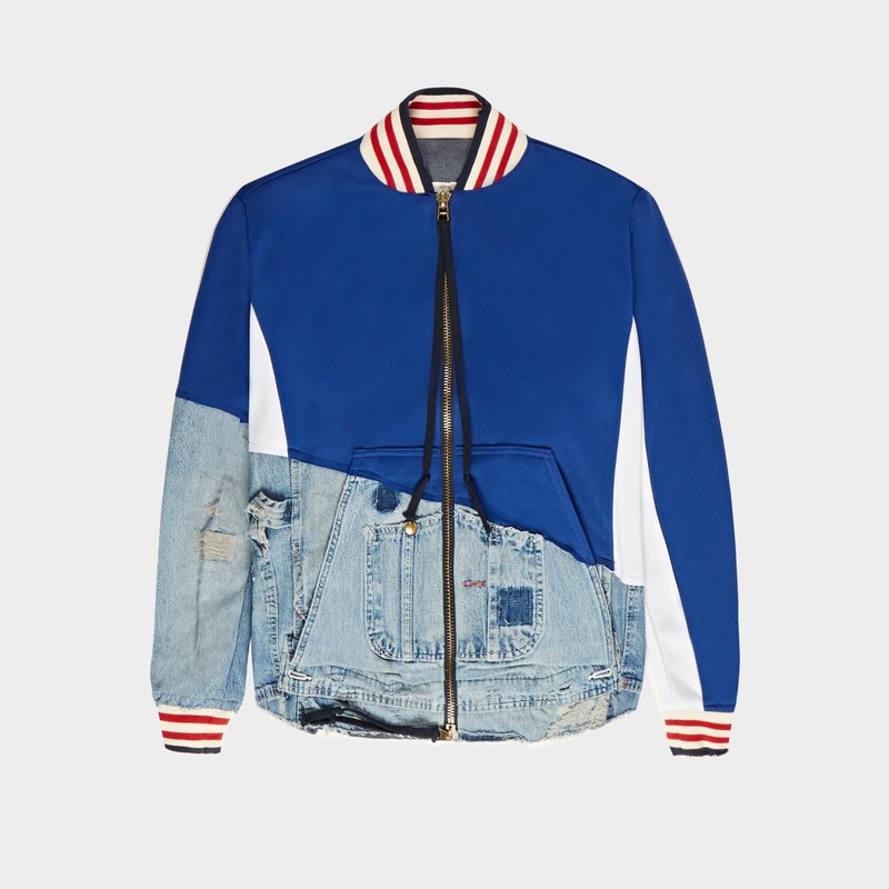 Greg Lauren 50/50 Borg Track Jacket - Navy/Denim Blue | Garmentory