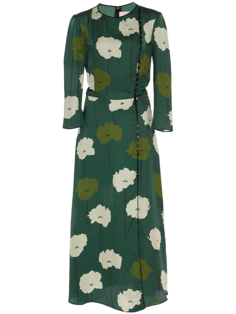 green dress carolina herrera Carolina Herrera Halter Neck Bias Gown With Detachable Cape – Bluefly main image 1
