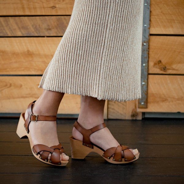 Lisa B. Leather Huarache Clogs Lisa B. Leather Huarache Clogs