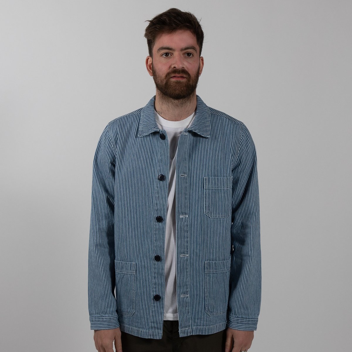 Le Mont St. Michel Striped Denim Work Jacket | Garmentory