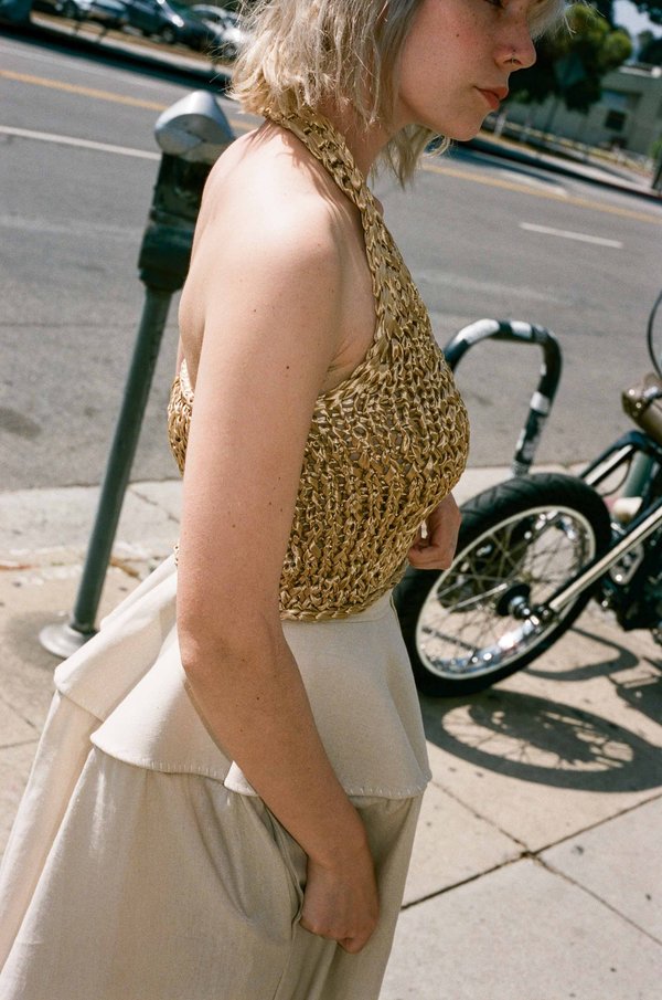 BEVZA Knitted Short Top - Beige BEVZA Knitted Short Top - Beige