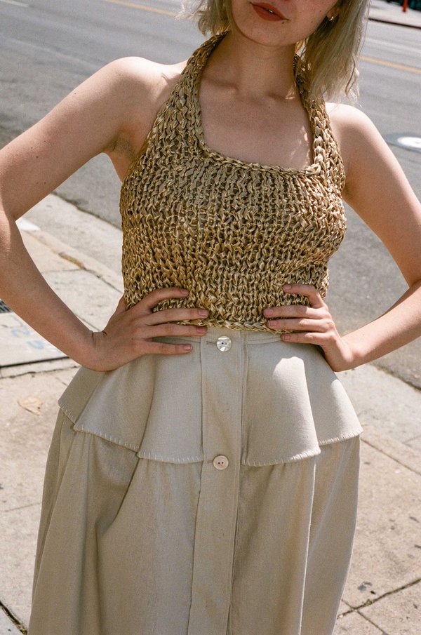 BEVZA Knitted Short Top - Beige BEVZA Knitted Short Top - Beige