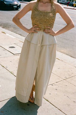 BEVZA Knitted Short Top - Beige BEVZA Knitted Short Top - Beige