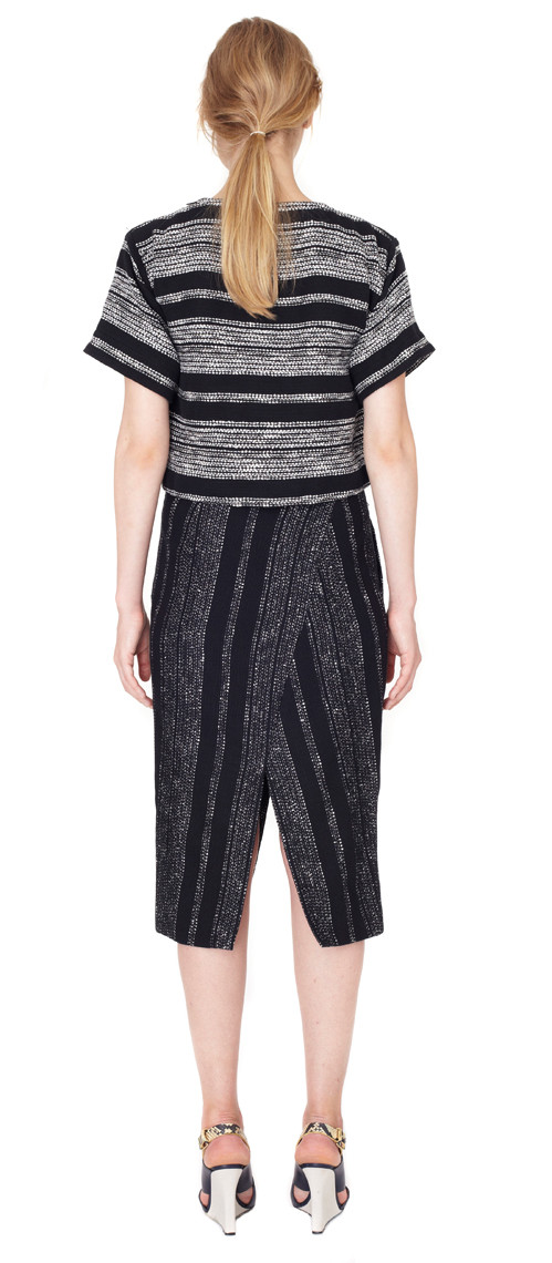Apiece Apart Livia Blanket Slit Skirt in Black Lezat Stripe Apiece Apart Livia Blanket Slit Skirt in Black Lezat Stripe