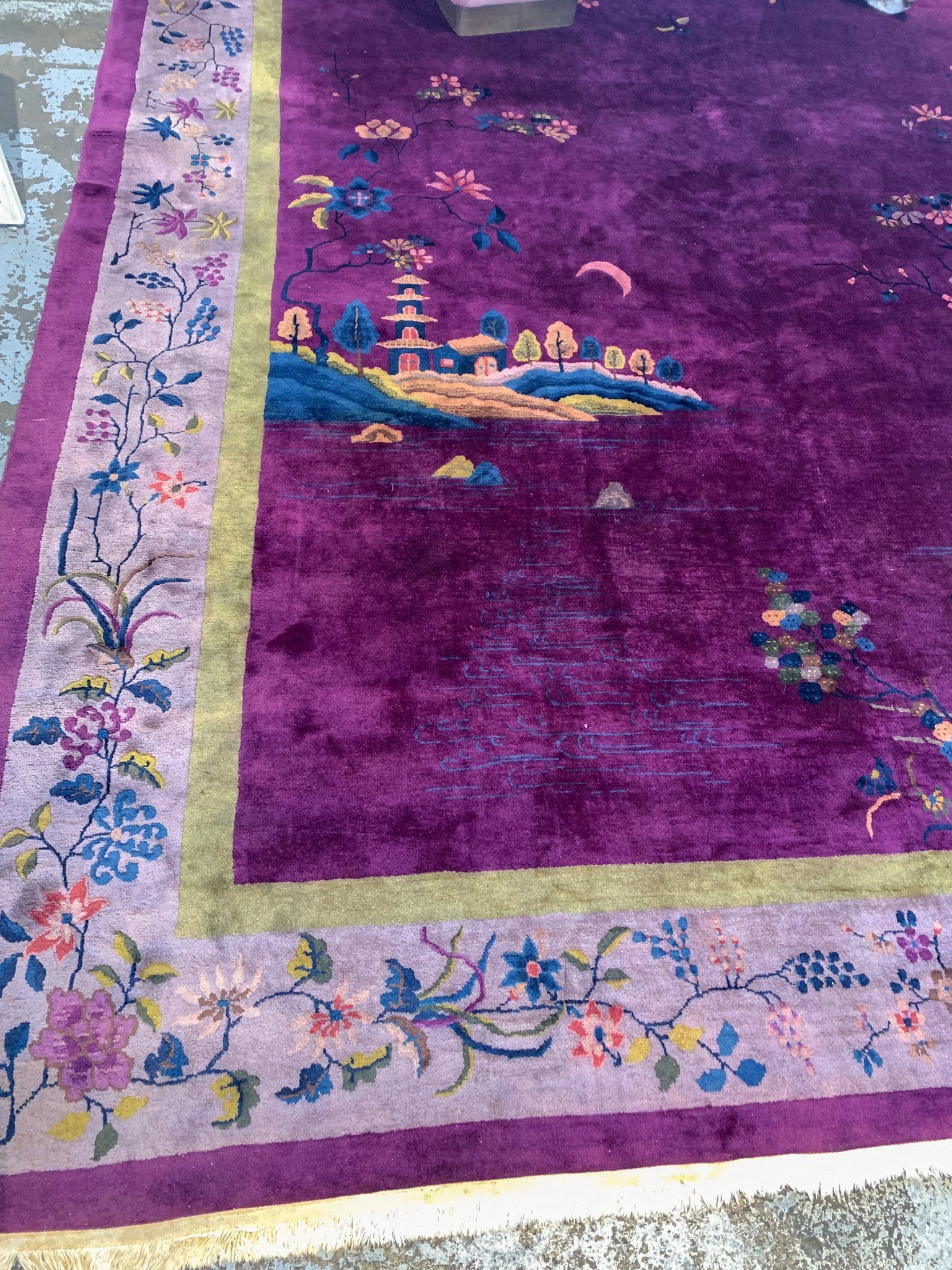 The Rug Affair vintage Art Deco Chinese Nichols Rug Plum/Lavender