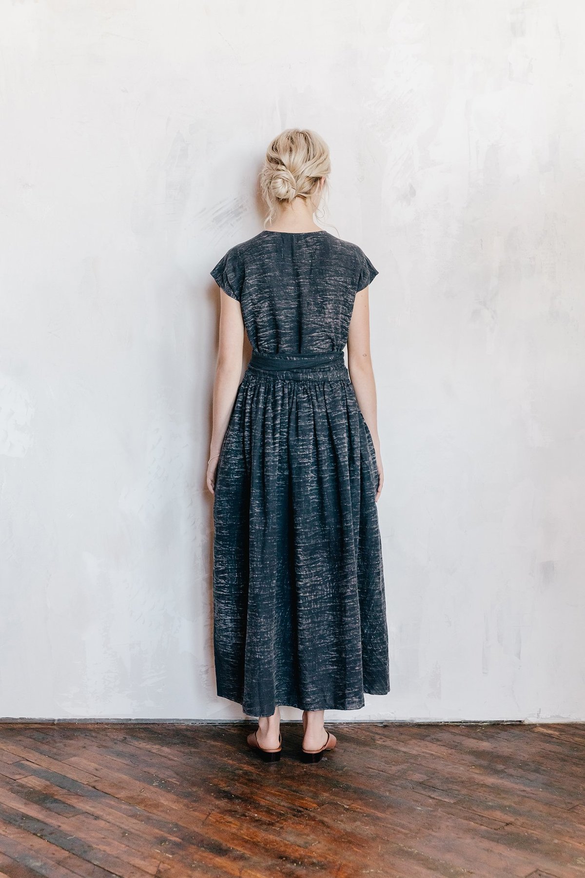 Voloshin Keiko Linen Wrap Dress - Indigo Stratus Tie Dye | Garmentory