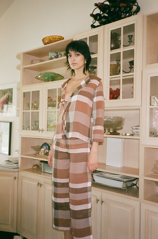 Mozh Mozh Soha Tie Shirt - Checkered Mozh Mozh Soha Tie Shirt - Checkered