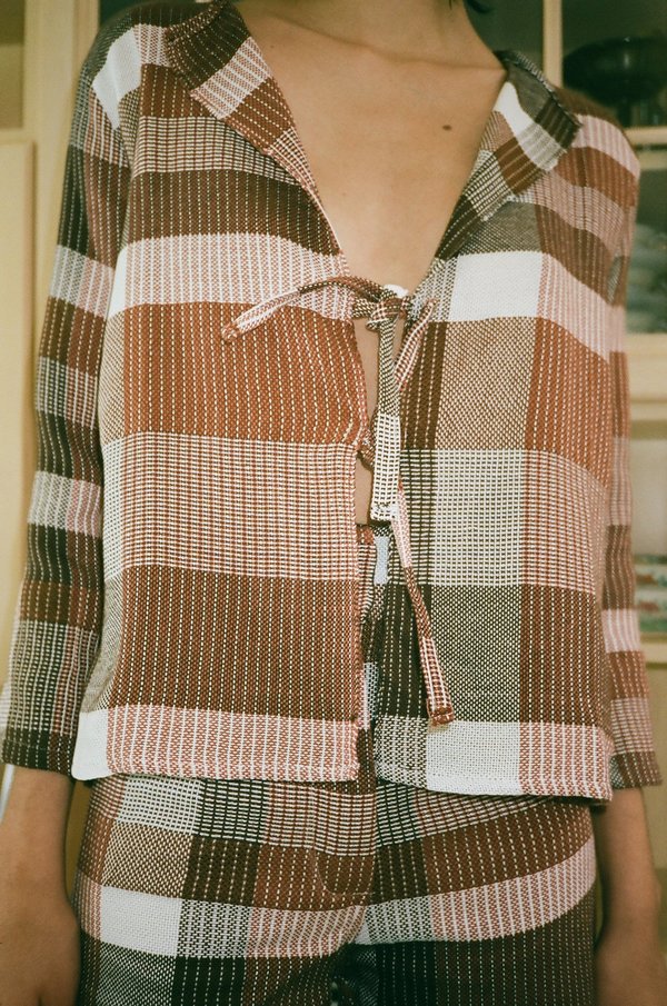 Mozh Mozh Soha Tie Shirt - Checkered Mozh Mozh Soha Tie Shirt - Checkered