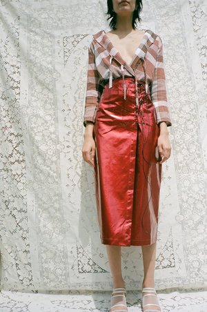 Mozh Mozh Soha Tie Shirt - Checkered Mozh Mozh Soha Tie Shirt - Checkered