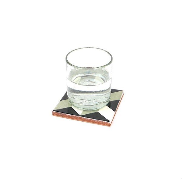 Made Solid Talavera Tile Coaster Set - Black/Grey Made Solid Talavera Tile Coaster Set - Black/Grey