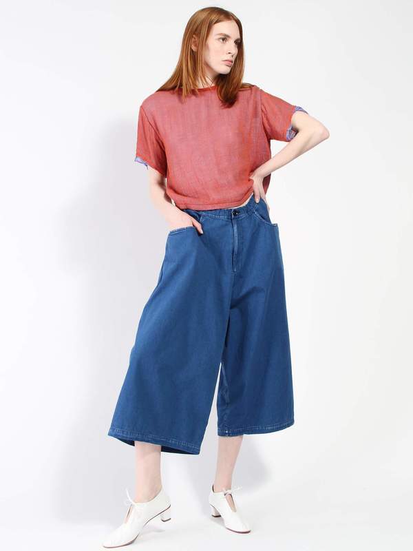 Y's by Yohji Yamamoto Drop Wide Pant - blue | Garmentory