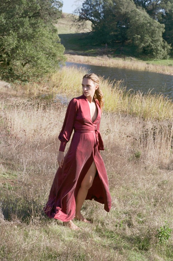 Kamperett ADELAIDE MAXI WRAP DRESS - BURGUNDY Kamperett ADELAIDE MAXI WRAP DRESS - BURGUNDY