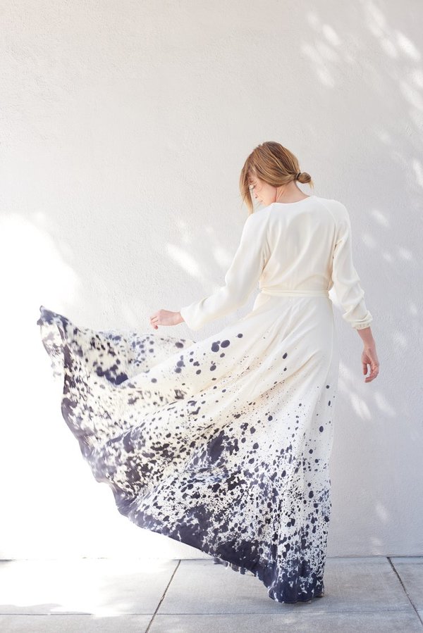 Kamperett LINDEN SILK WRAP DRESS - TIDAL HAND PAINTED Kamperett LINDEN SILK WRAP DRESS - TIDAL HAND PAINTED