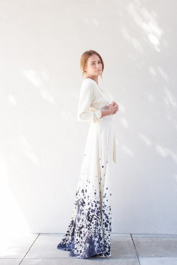 Kamperett LINDEN SILK WRAP DRESS - TIDAL HAND PAINTED Kamperett LINDEN SILK WRAP DRESS - TIDAL HAND PAINTED