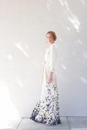 Kamperett LINDEN SILK WRAP DRESS - TIDAL HAND PAINTED Kamperett LINDEN SILK WRAP DRESS - TIDAL HAND PAINTED