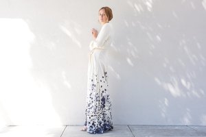 Kamperett LINDEN SILK WRAP DRESS - TIDAL HAND PAINTED Kamperett LINDEN SILK WRAP DRESS - TIDAL HAND PAINTED
