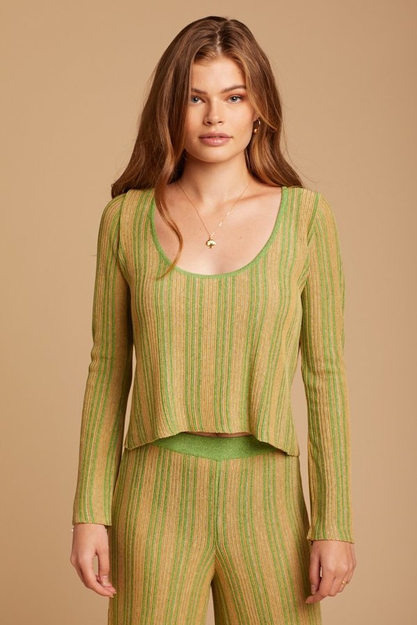 【新品未使用】paloma wool カットソー green Paloma Wool Barcelona Green Swirl Print Long Sleeve Top