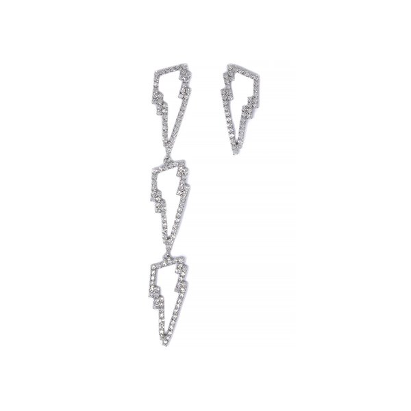Joomi Lim Asymmetrical Earrings W/ Crystal Lightning Bolts - Rhodium/Crystal Joomi Lim Asymmetrical Earrings W/ Crystal Lightning Bolts - Rhodium/Crystal