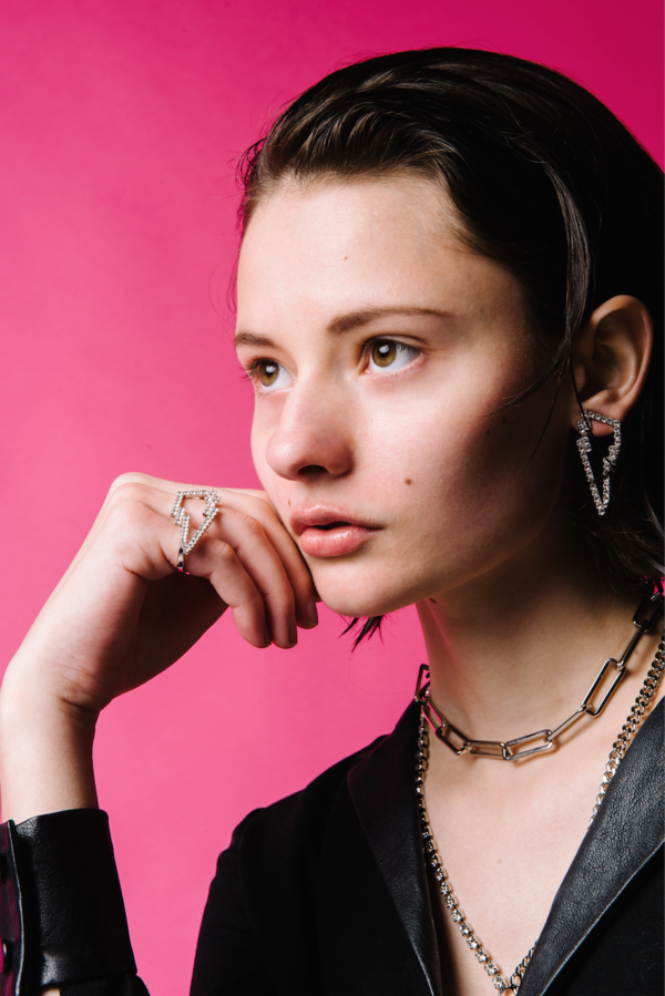 Joomi Lim Asymmetrical Earrings W/ Crystal Lightning Bolts - Rhodium/Crystal Joomi Lim Asymmetrical Earrings W/ Crystal Lightning Bolts - Rhodium/Crystal