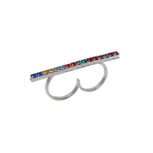 Joomi Lim Crystal Bar Ring - Rhodium/Rainbow Joomi Lim Crystal Bar Ring - Rhodium/Rainbow