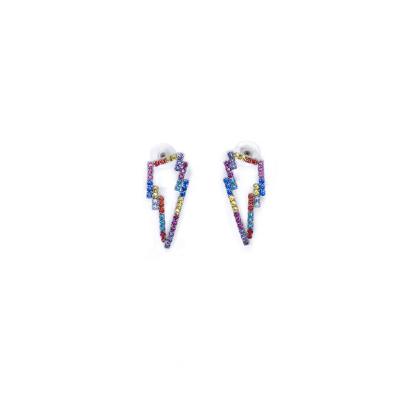 Joomi Lim Crystal Lightning Bolt Earrings - Rhodium/Rainbow Joomi Lim Crystal Lightning Bolt Earrings - Rhodium/Rainbow