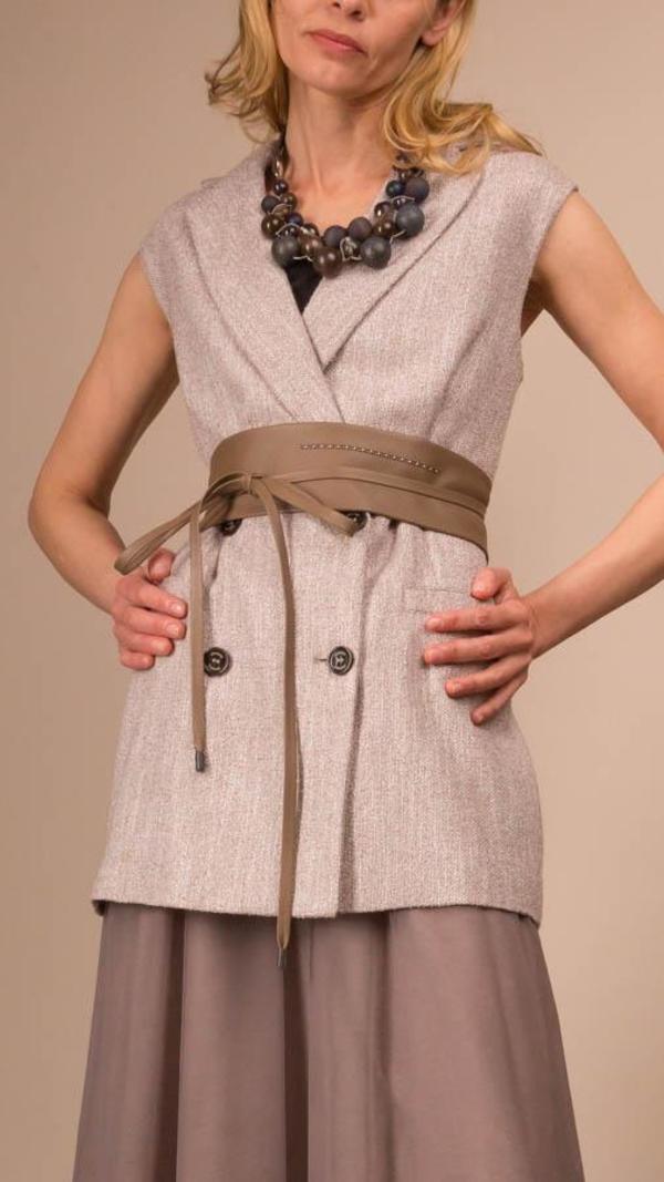 Eleventy Long Vest - Taupe Eleventy Long Vest - Taupe