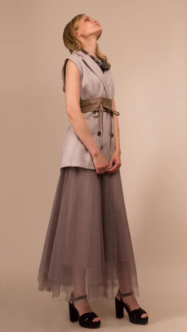 Eleventy Long Vest - Taupe Eleventy Long Vest - Taupe