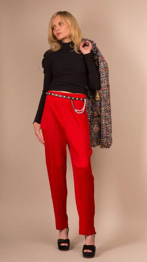 Issey Miyake Pleats Please Trousers - Red Issey Miyake Pleats Please Trousers - Red