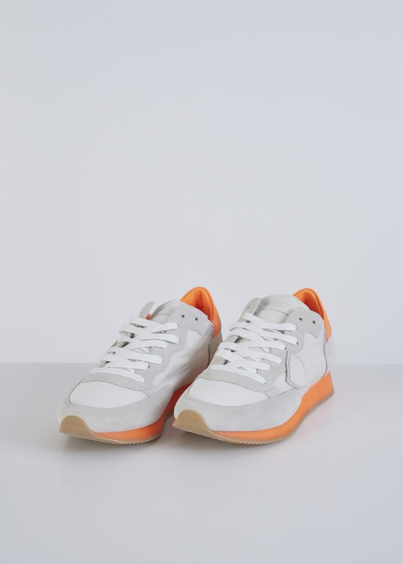 Philippe Model Tropez Low Top Sneaker - White/Neon Orange | Garmentory