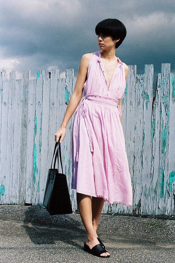 apiece apart pink dress Apiece Apart La Rosa Dress - orchid