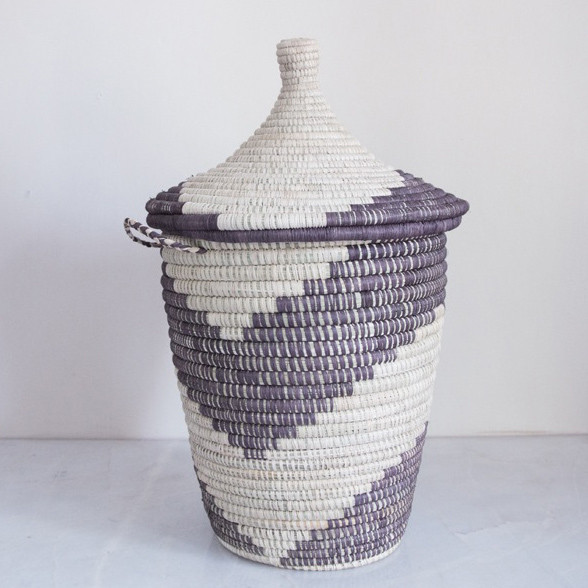 Rose & Fitzgerald Petite Palm Arrow Basket, grey/natural Rose & Fitzgerald Petite Palm Arrow Basket, grey/natural