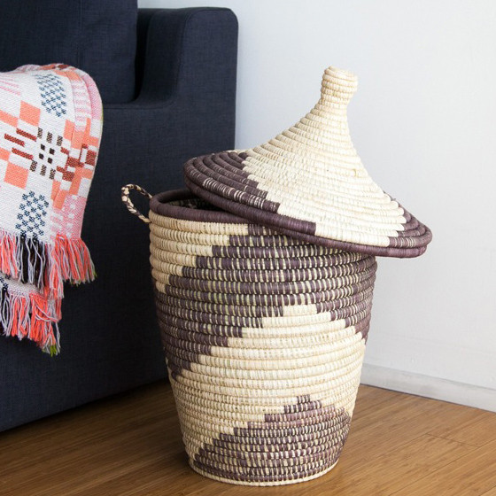 Rose & Fitzgerald Petite Palm Arrow Basket, grey/natural Rose & Fitzgerald Petite Palm Arrow Basket, grey/natural