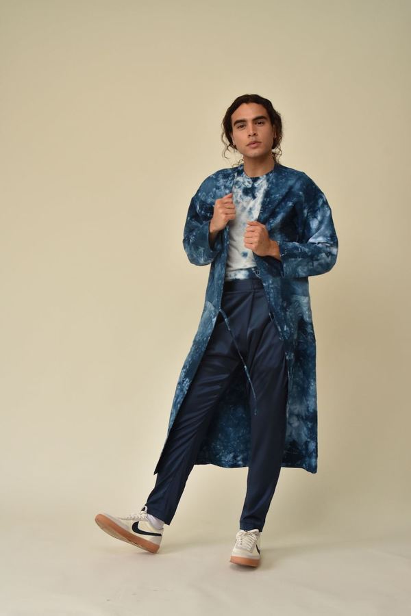 Unisex SEEKER Tye Dye Duster - Indigo Marble Unisex SEEKER Tye Dye Duster - Indigo Marble
