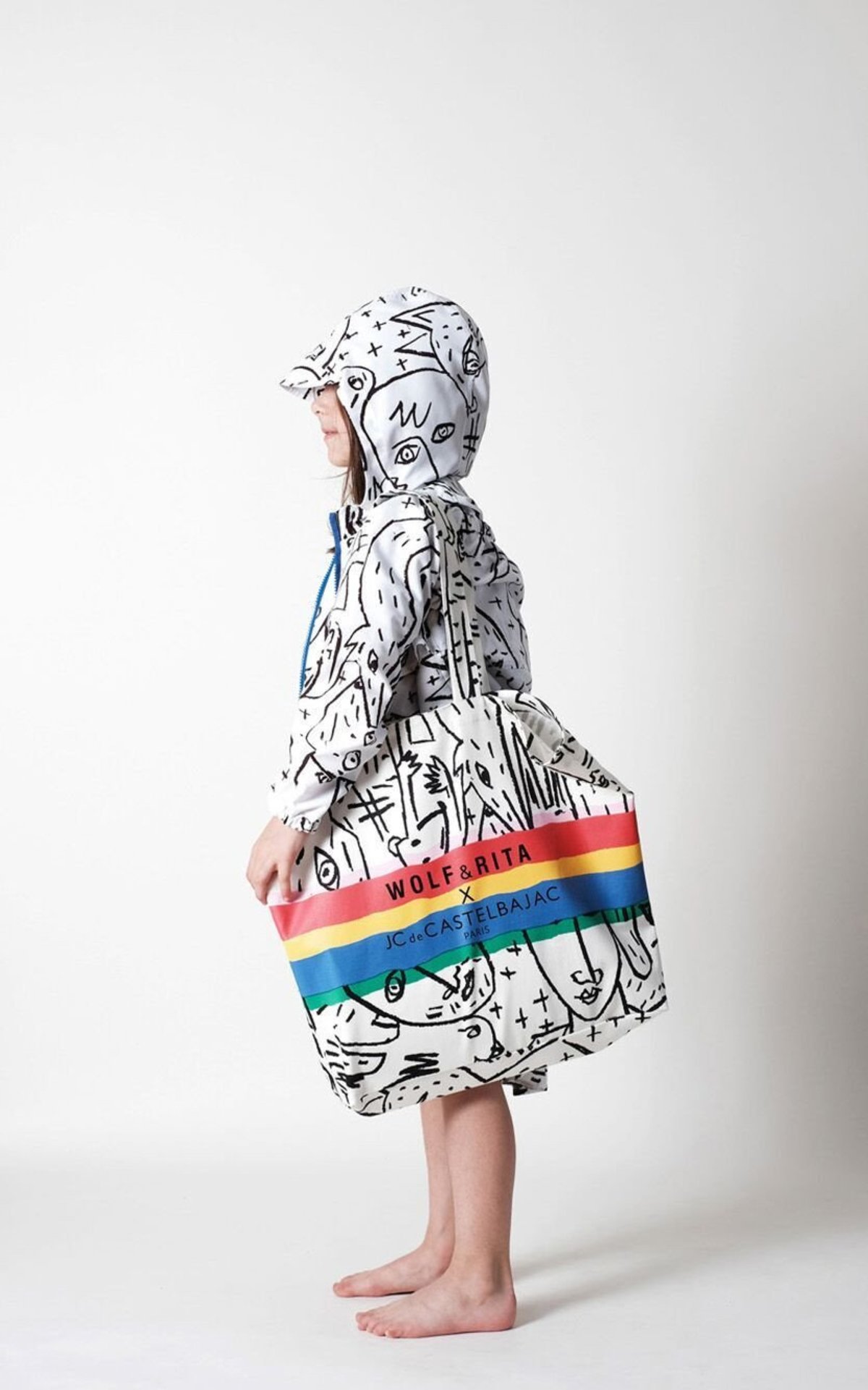 KIDS Wolf & Rita Jean Charles Windbreaker - White/Black | Garmentory