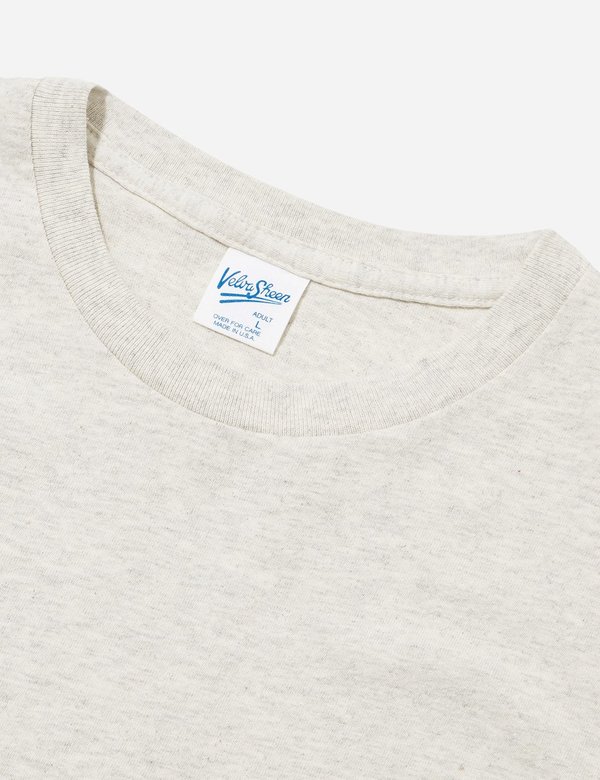 Velva Sheen College Arm Stripe USA Made T-shirt - Oatmeal/Burgundy Velva Sheen College Arm Stripe USA Made T-shirt - Oatmeal/Burgundy