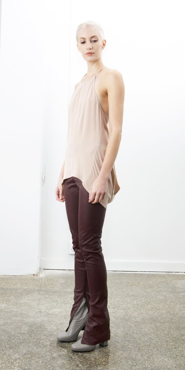 SCHAI Zip Stretch Leather Leggings - Wine Stain SCHAI Zip Stretch Leather Leggings - Wine Stain