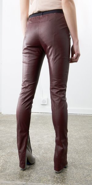 SCHAI Zip Stretch Leather Leggings - Wine Stain SCHAI Zip Stretch Leather Leggings - Wine Stain