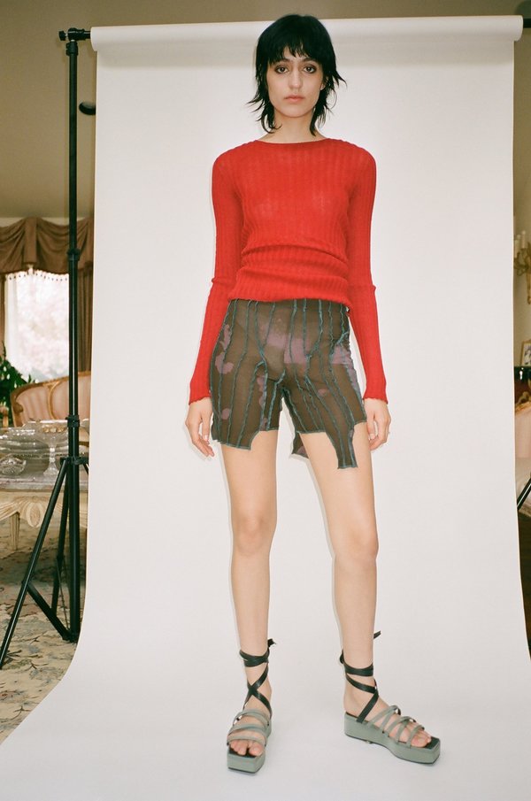 Standard Issue Merino Tulle Top - Red Standard Issue Merino Tulle Top - Red